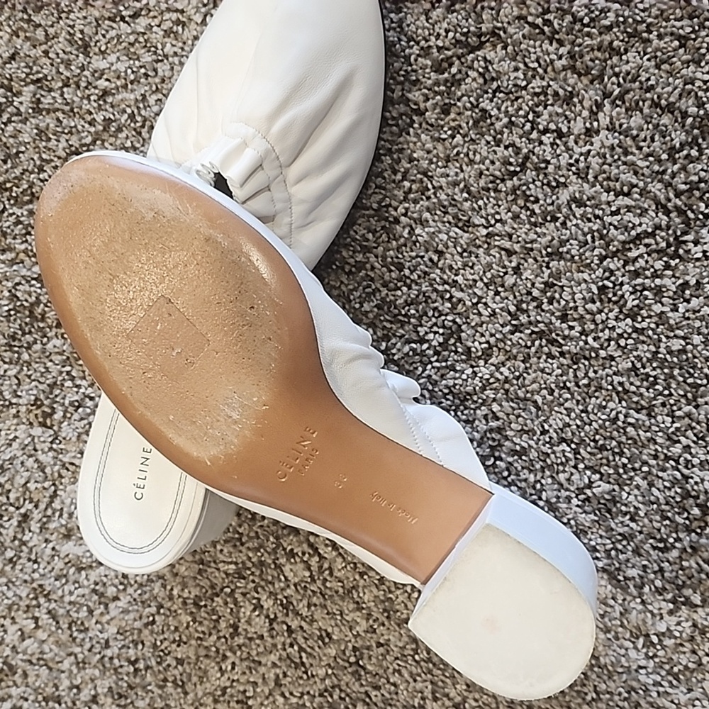 Celine Cream Ruffled Mules - Picture 2 of 2